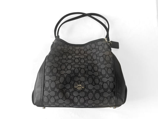 Coach Edie 31 Dark Grey/Black Signature Jacquard Canvas Shoulder Bag, Style #57933