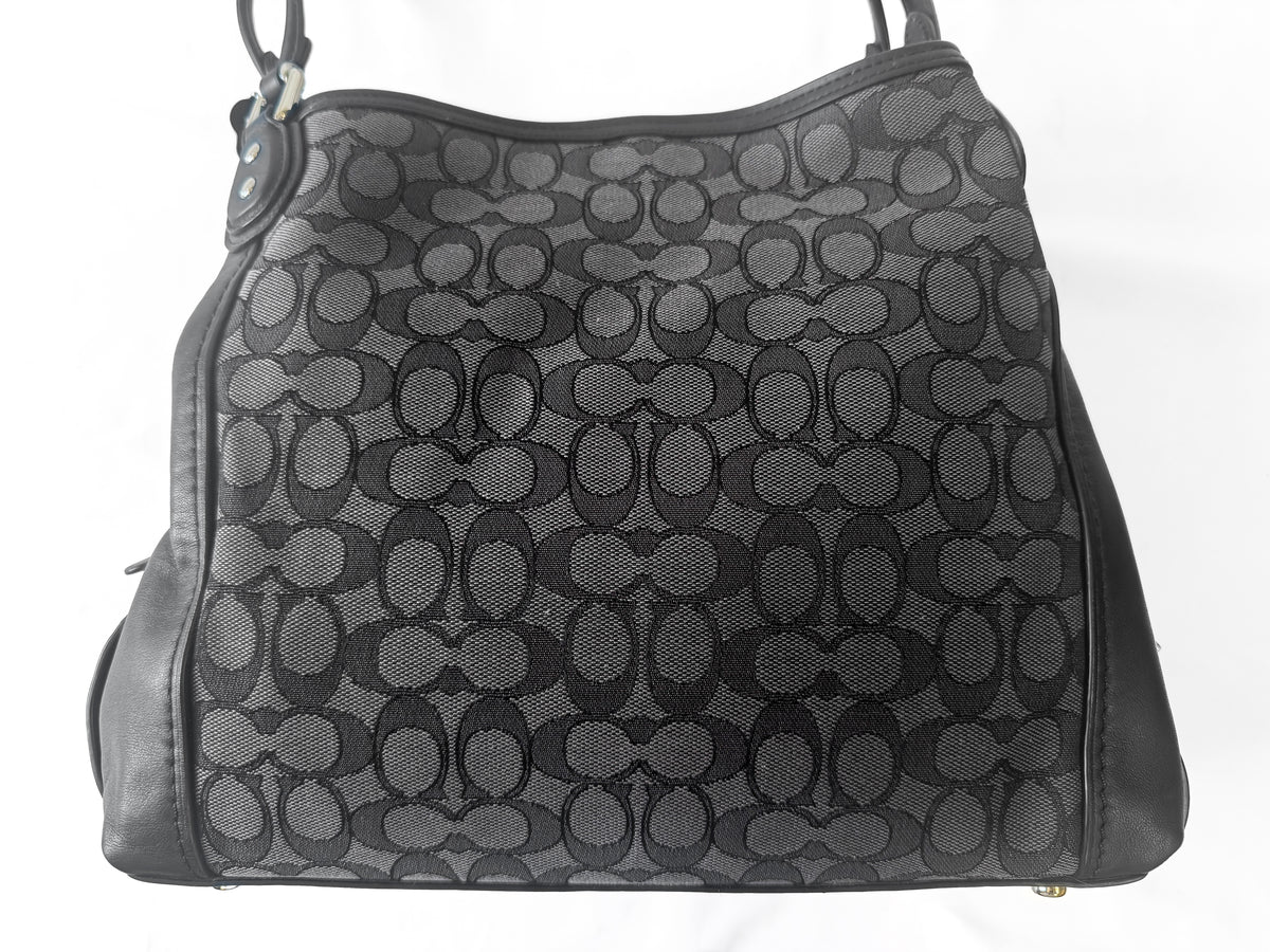 Coach Edie 31 Dark Grey/Black Signature Jacquard Canvas Shoulder Bag, Style #57933