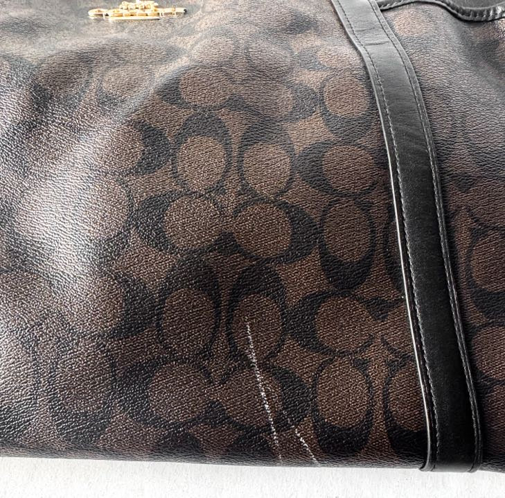 Coach Signature Canvas Chocolate Brown Baby Shoulder Tote Bag, Style #C4071