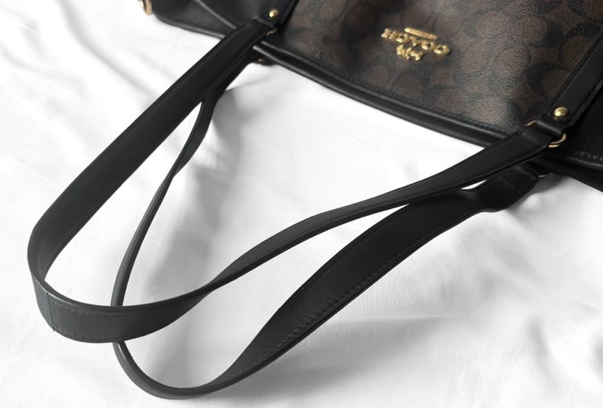 Coach Signature Canvas Chocolate Brown Baby Shoulder Tote Bag, Style #C4071