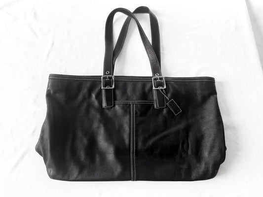 Y2K Coach Black Leather Hampton Large Shoulder Tote, Style #5246