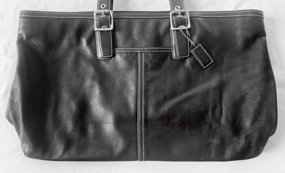 Y2K Coach Black Leather Hampton Large Shoulder Tote, Style #5246