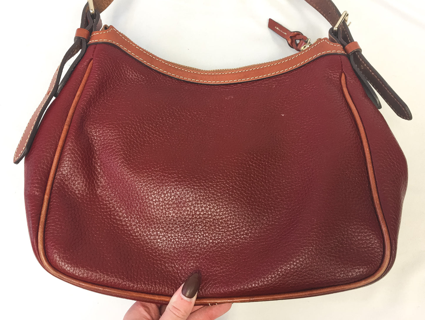 Dooney and Bourke Red Small Presley Pebbled Leather Crossbody Bag