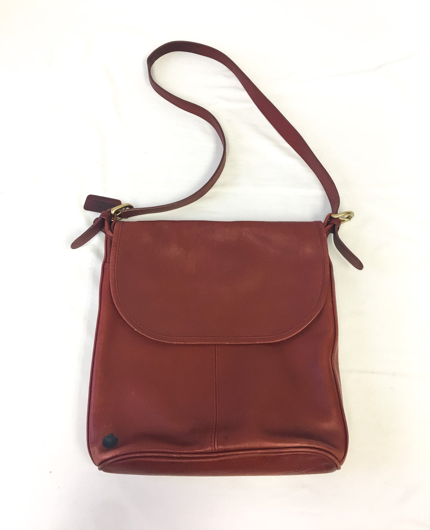 80s Coach Leatherware Whitney Soho Flap Red Leather Crossbody Bag, Vintage Rare Coach Handbag
