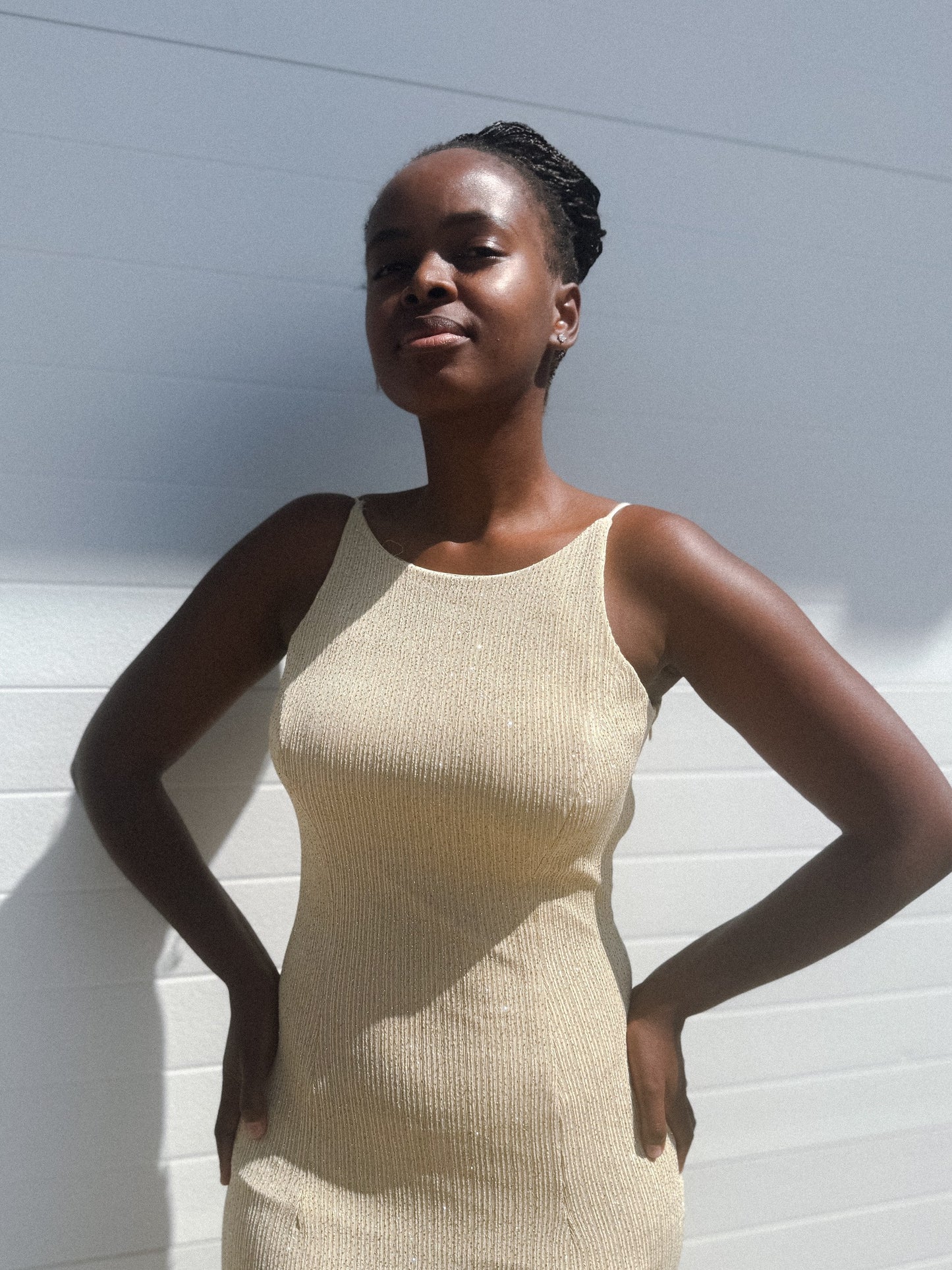 90s Dave and Johnny Beige Champagne Glitter Marilyn Monroe Style Open Back Bodycon Dress, Sz. 4, Art Deco Cocktail Style Evening Gown