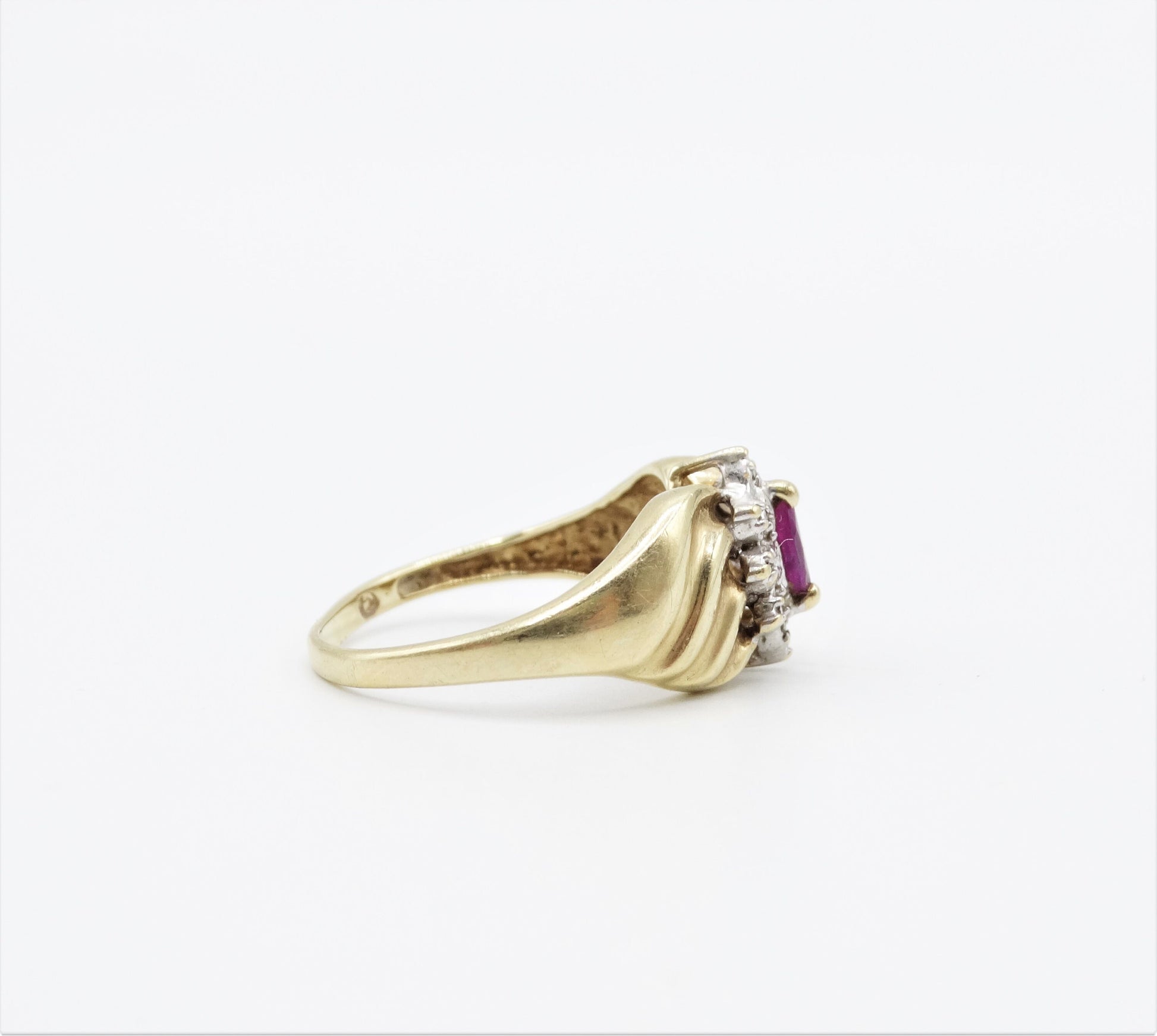 Vintage THL Pink Sapphire Diamond Gold Cluster Ring, Vintage Fine Jewelry, Ring Size 6