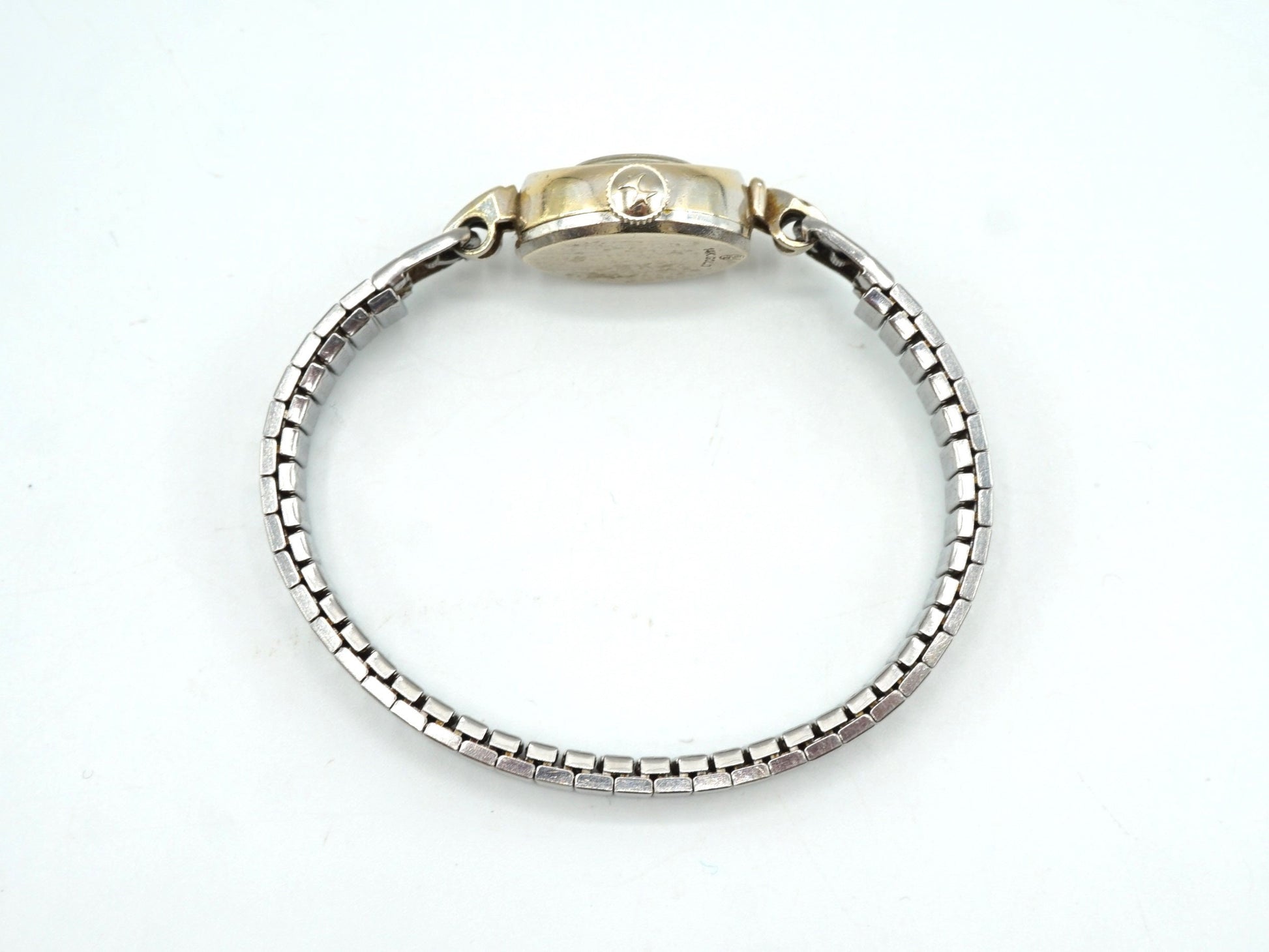 Vintage 14K White Gold CROTON Ladies Cocktail Watch, Speidel Expandable Band, Collector Watches, Not Working