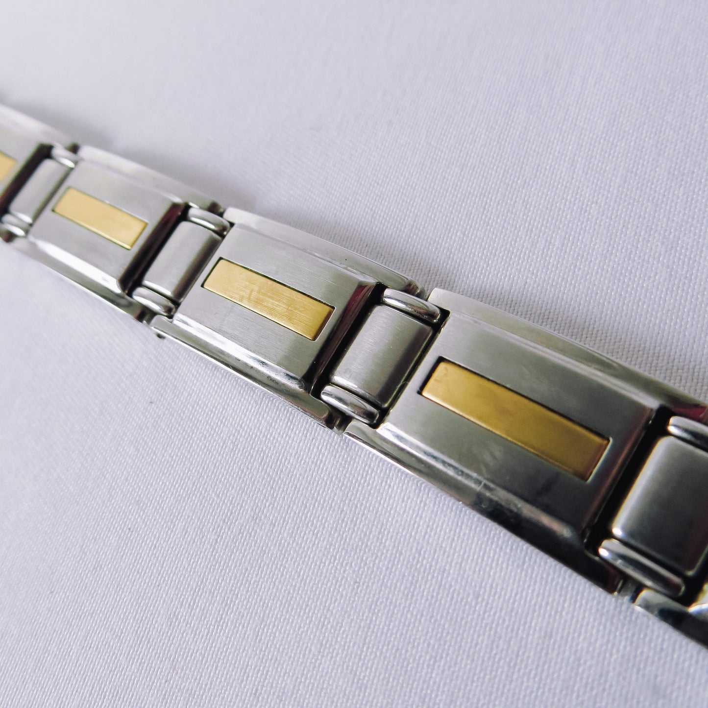 Vintage Stēl 14k Gold Stainless Steel Link Bracelet