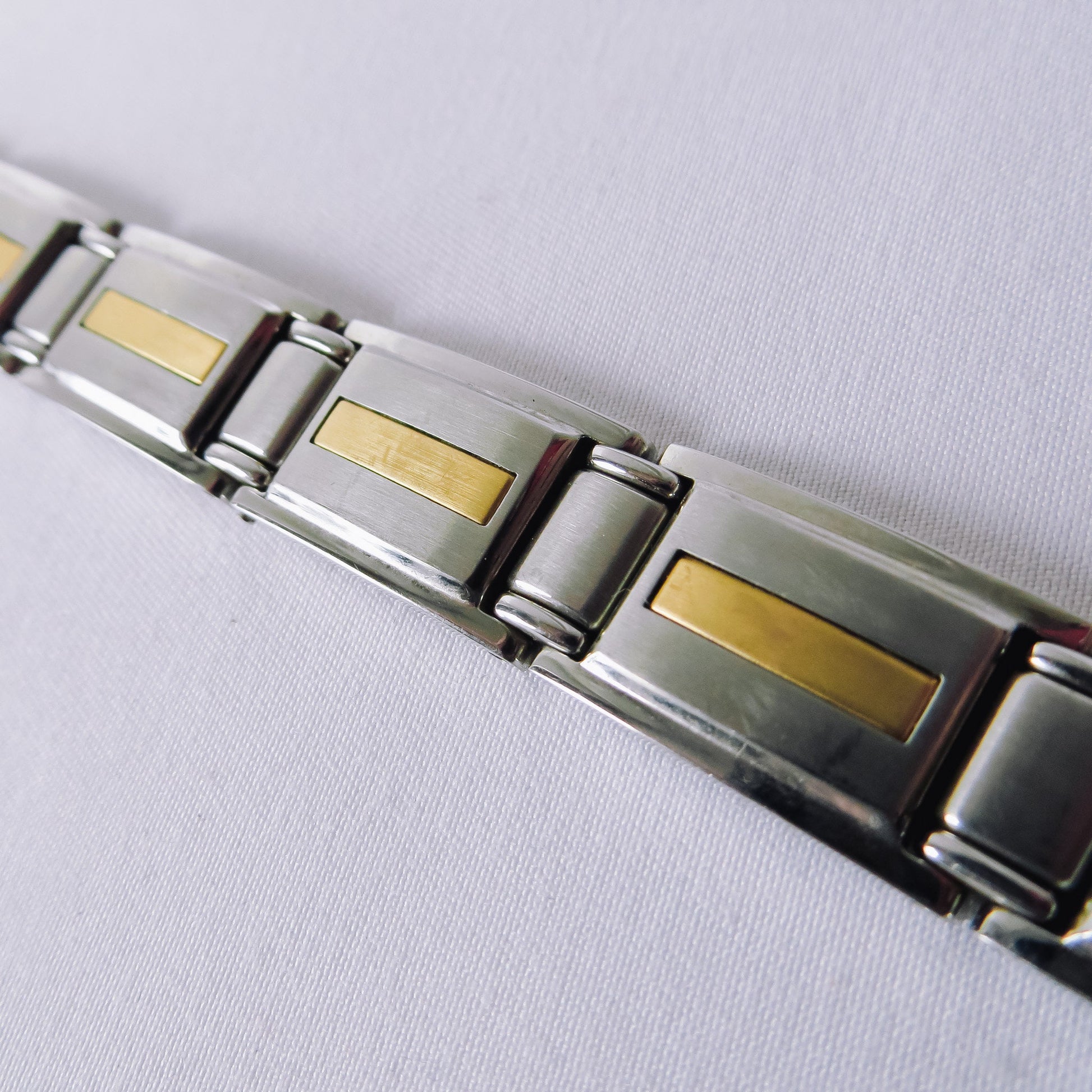Vintage Stēl 14k Gold Stainless Steel Link Bracelet