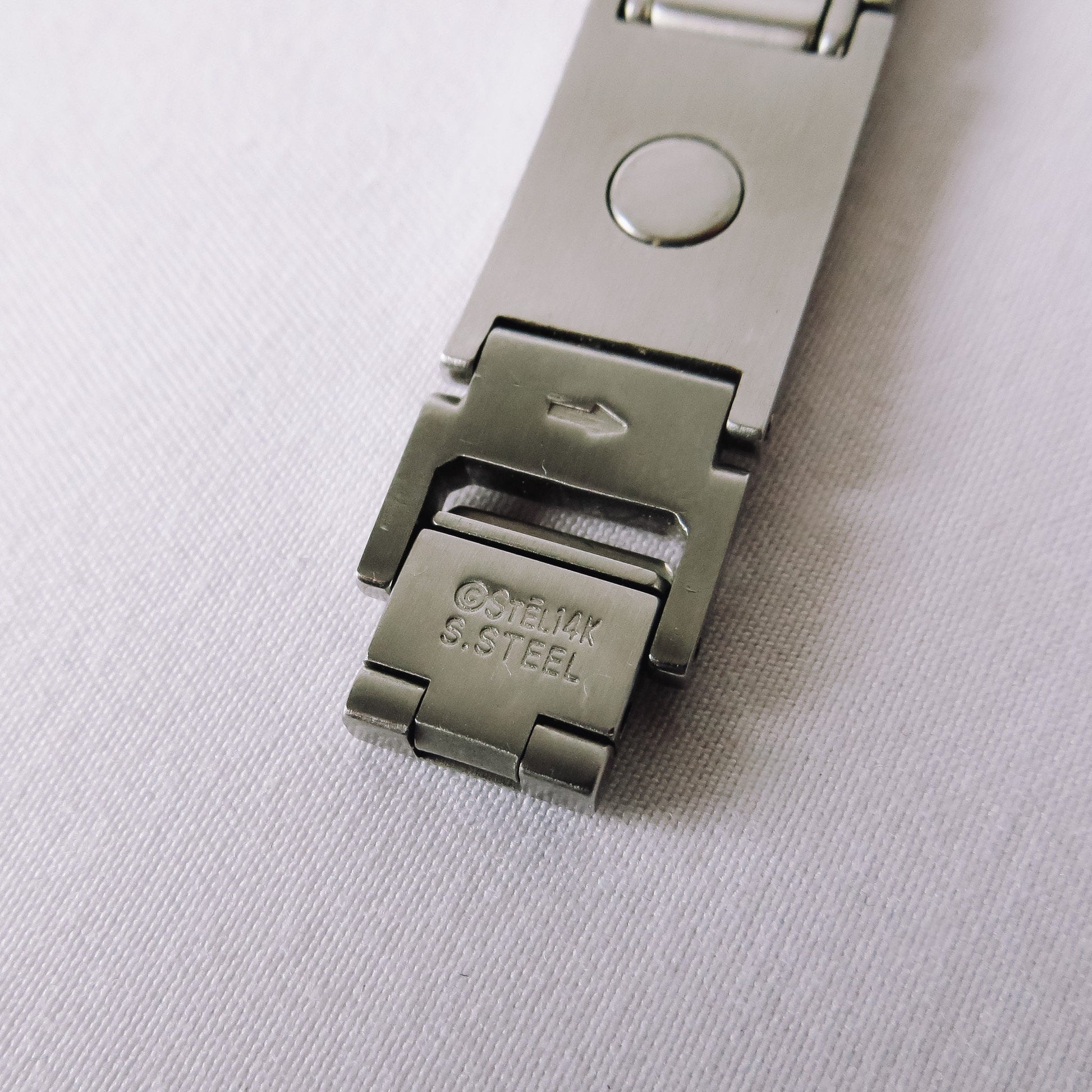 Vintage Stēl 14k Gold Stainless Steel Link Bracelet