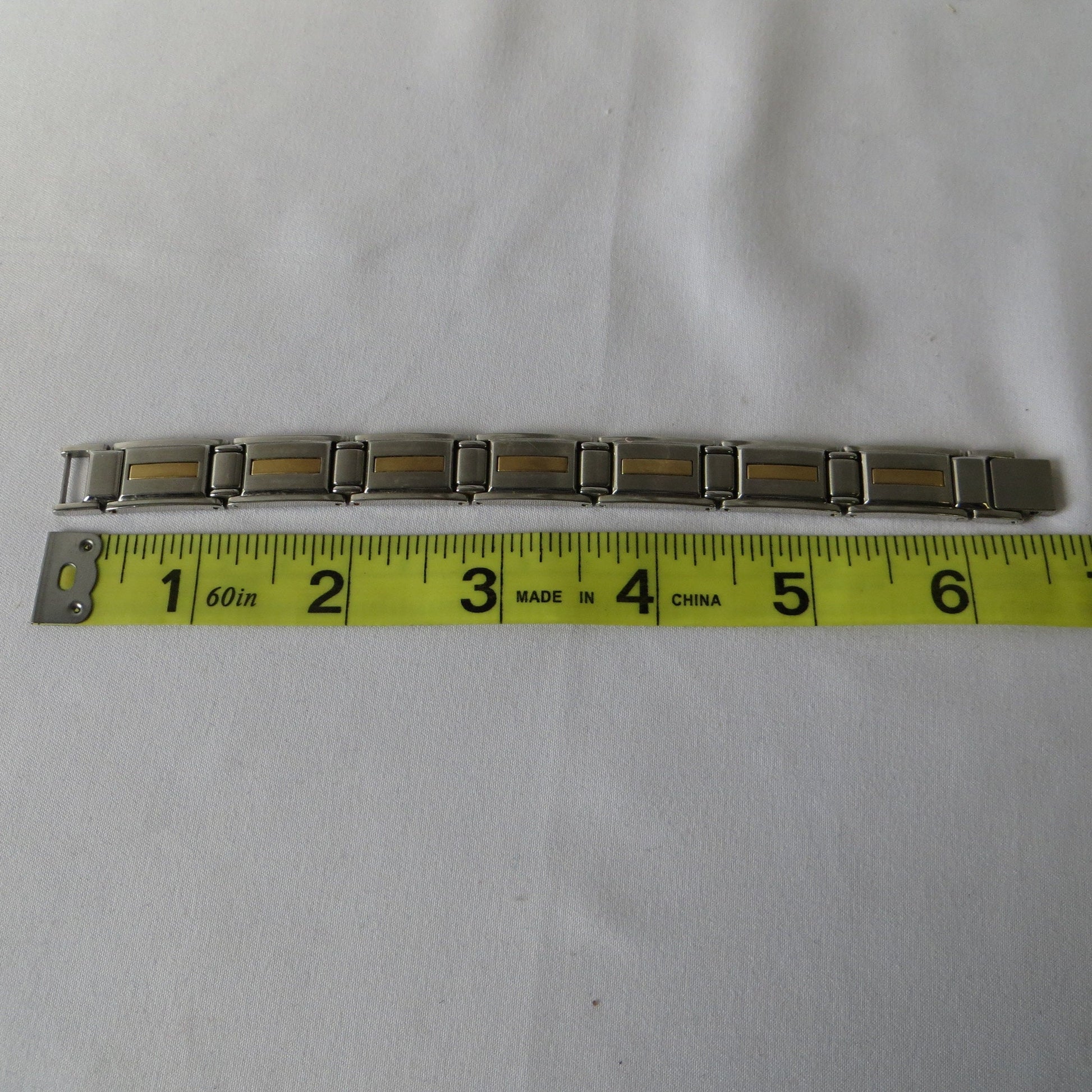 Vintage Stēl 14k Gold Stainless Steel Link Bracelet