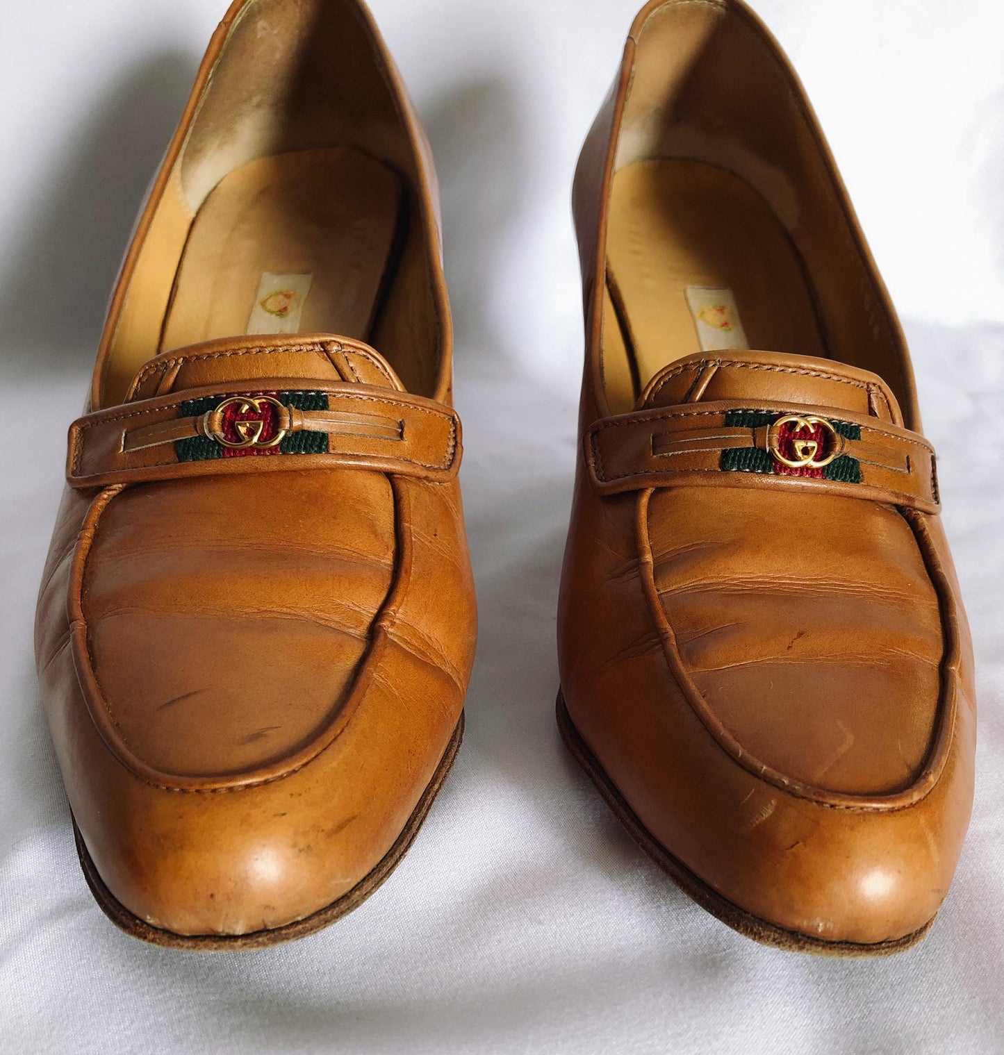 Vintage GUCCI Penny Loafer Light Brown Pumps, 80s Gucci Pumps, Sz. 37B