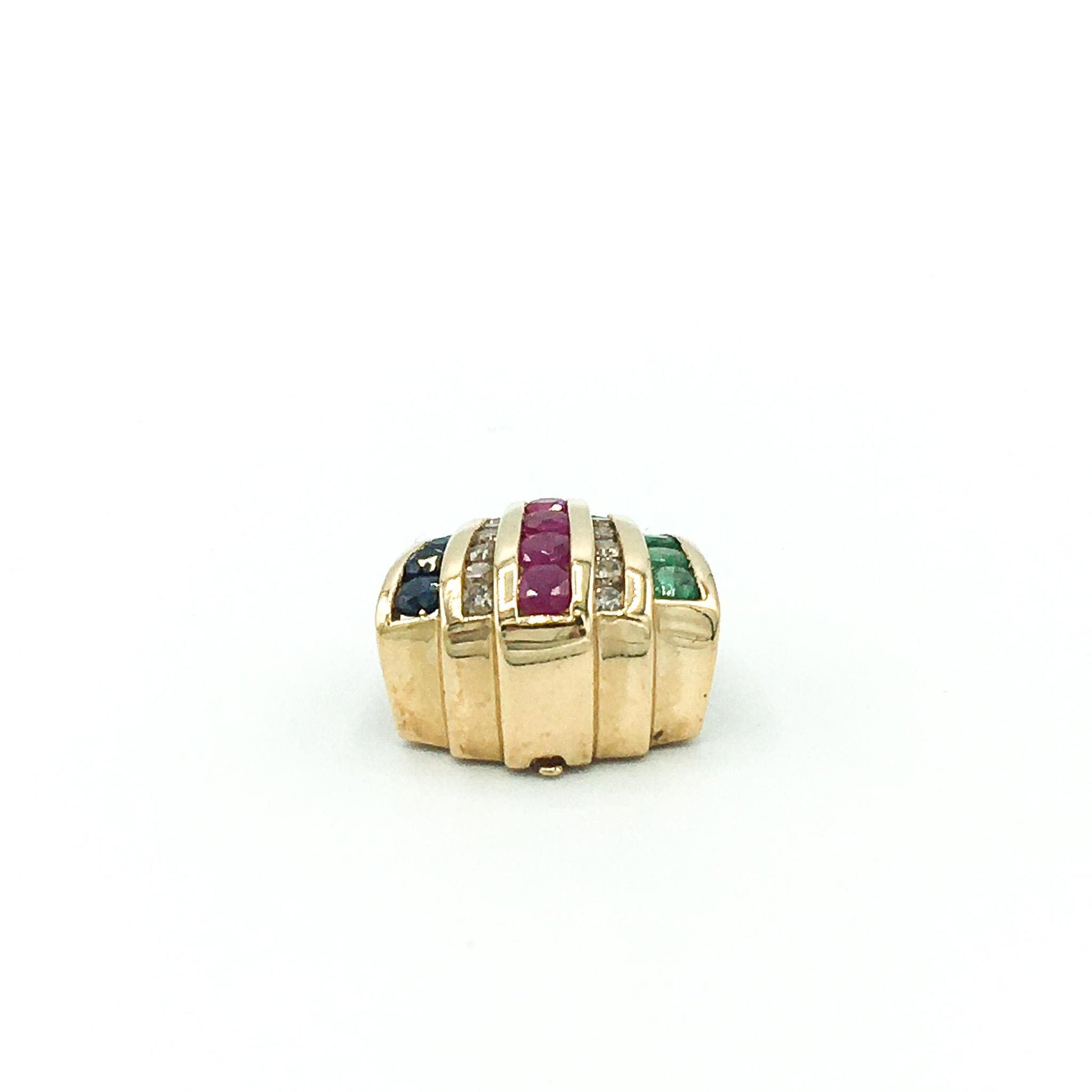14K Gold Diamond Ruby Emerald Sapphire Clip Slide Pendant