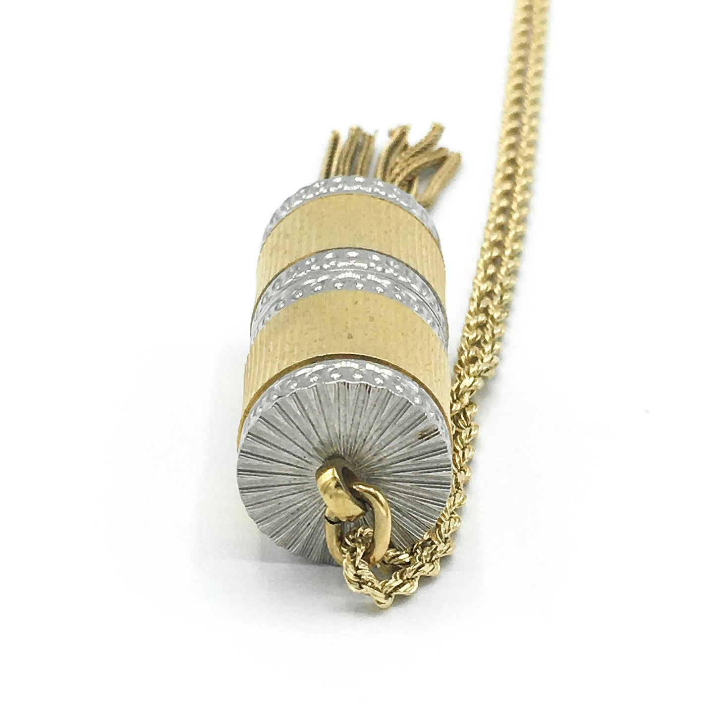 14K Gold Rope Chain 24" with Bucherer Slide Watch Pendant, Rare Find