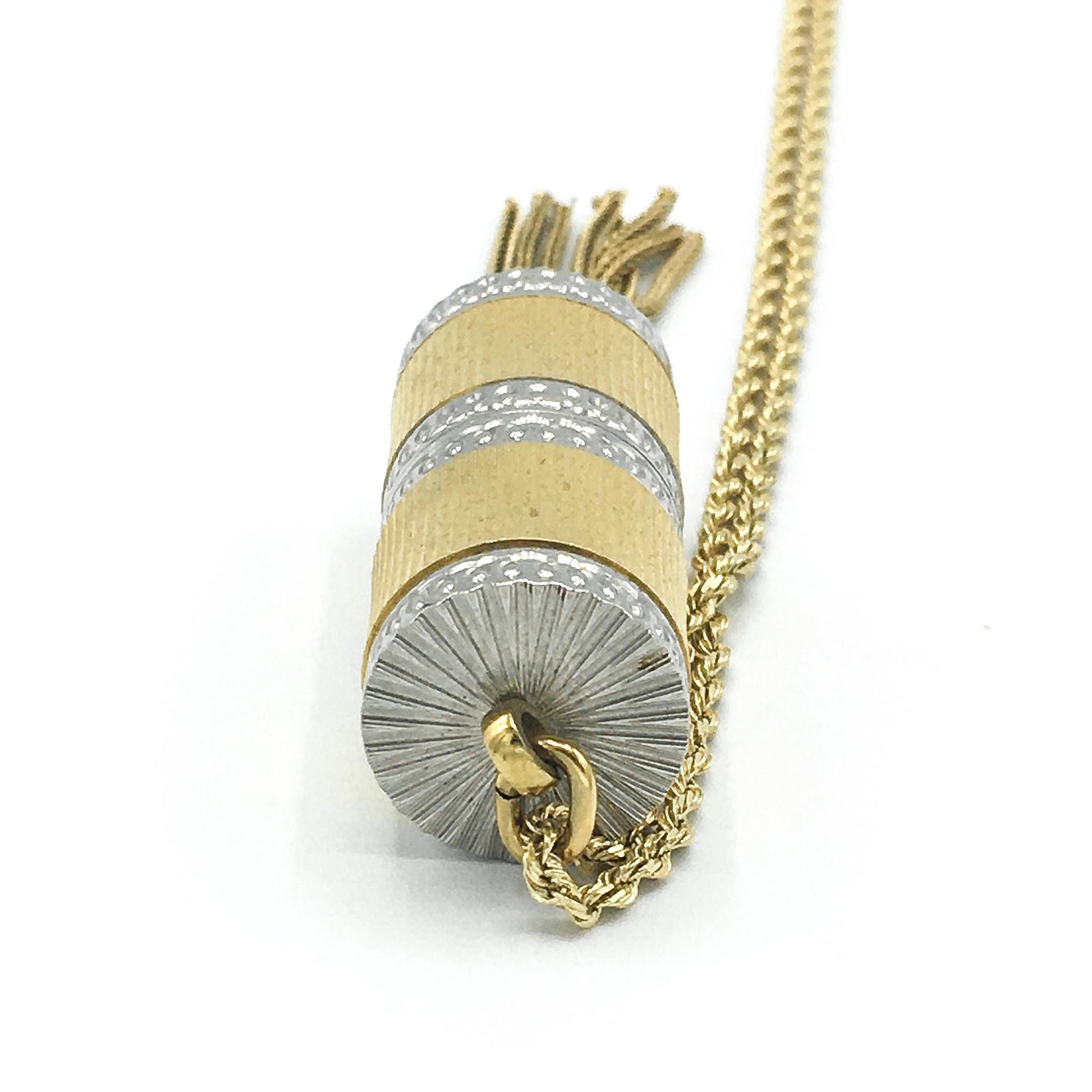 14K Gold Rope Chain 24" with Bucherer Slide Watch Pendant, Rare Find