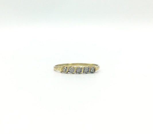 10K Yellow Gold Diamond Accent Five Stone Ring, Sz. 9