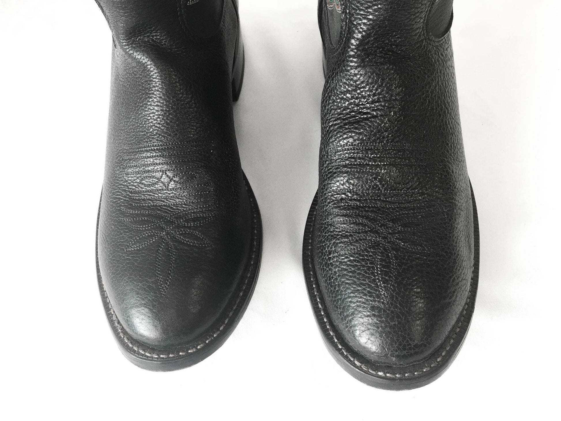 Vintage Tony Lama Leather Black and Gray Style #7939 Cowboy Boots, Men's Sz. 8.5D, Vintage Western Boots