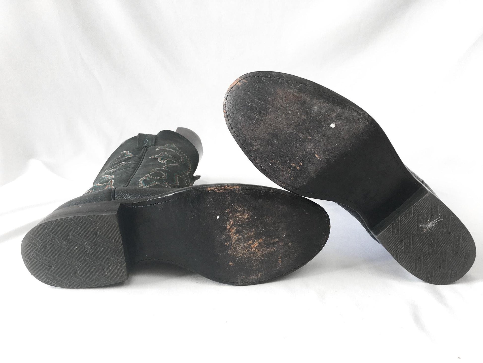 Vintage Tony Lama Leather Black and Gray Style #7939 Cowboy Boots, Men's Sz. 8.5D, Vintage Western Boots