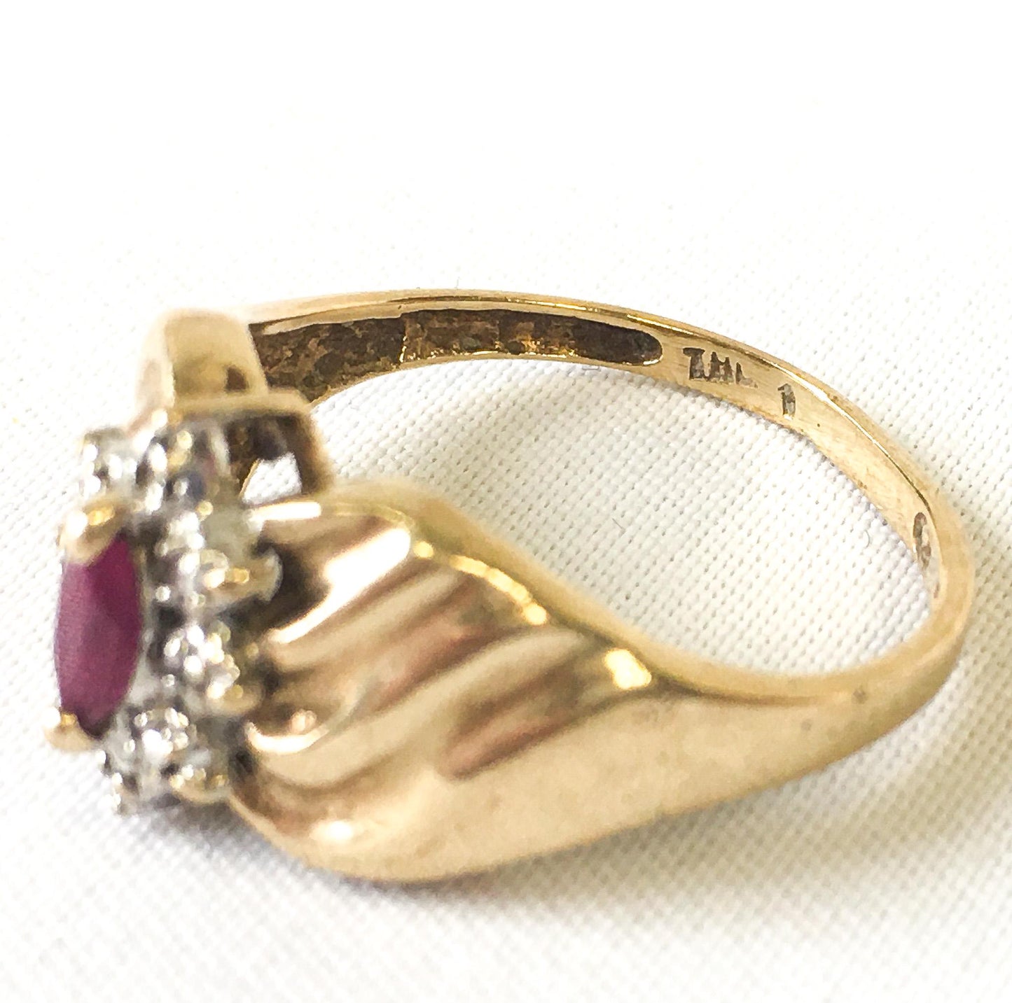 Vintage THL Pink Sapphire Diamond Gold Cluster Ring, Vintage Fine Jewelry, Ring Size 6