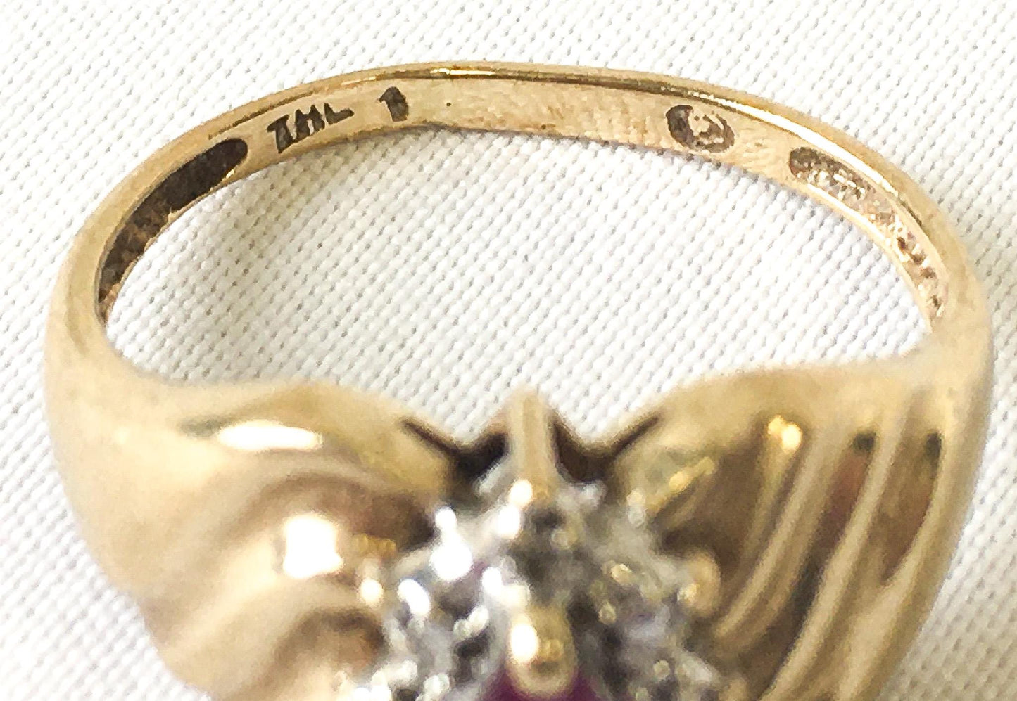 Vintage 10K THL Pink Sapphire Diamond Gold Cluster Ring, Size 6, Elegant Art Deco Style Ring