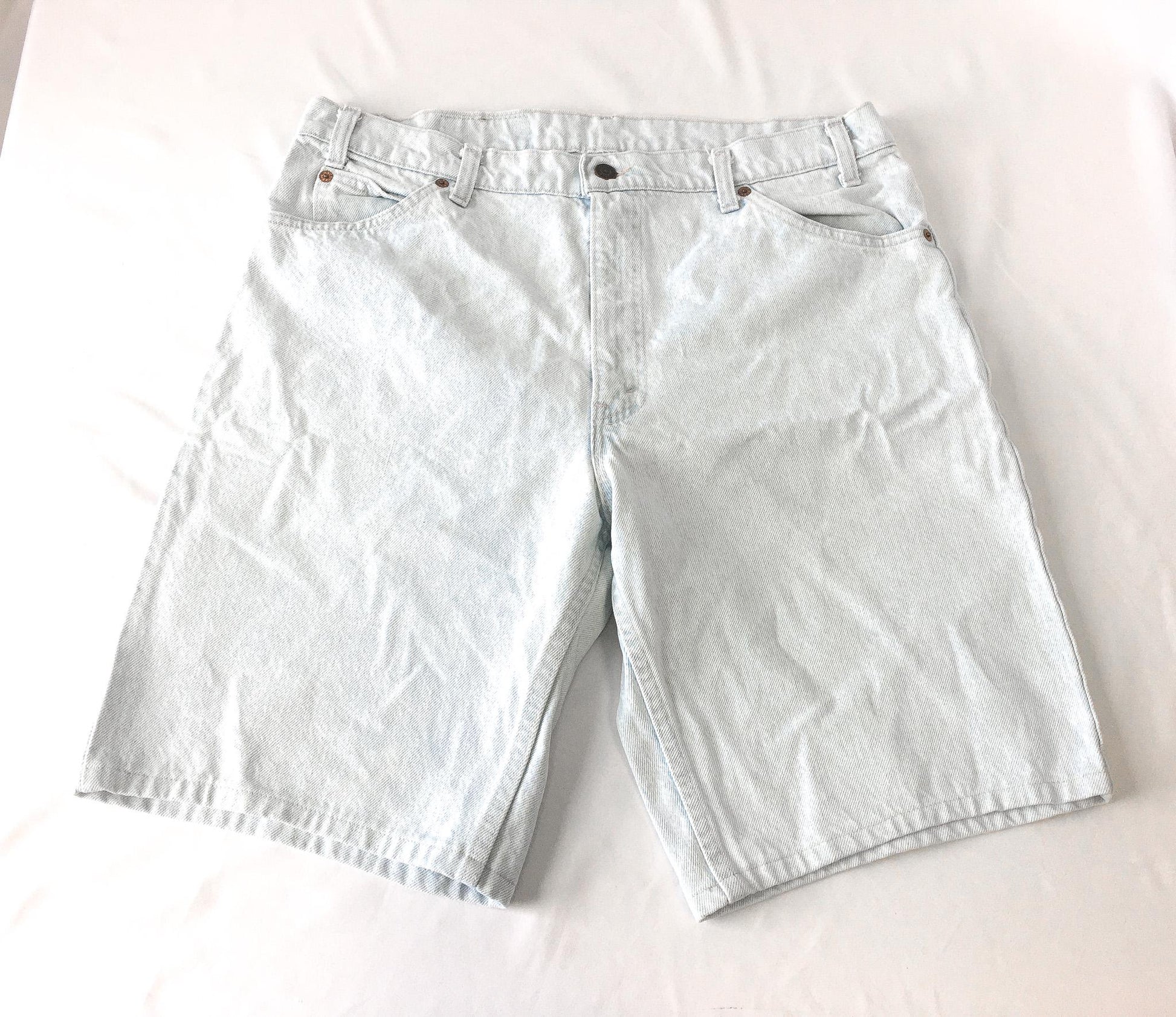 Vintage Levi's Orange Tab 550 Ultra Light Wash Denim Jean Shorts, Sz. 36", Unisex Levi's Jean Shorts