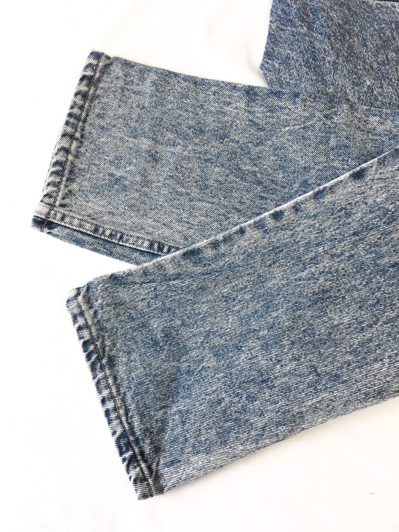 70s Levis 508 Medium Acid Washed Mid Rise Straight Tapered Leg Cropped Jeans, Sz. 28" x 24", Vintage Petite Size Jeans