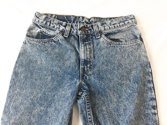 70s Levis 508 Medium Acid Washed Mid Rise Straight Tapered Leg Cropped Jeans, Sz. 28" x 24", Vintage Petite Size Jeans