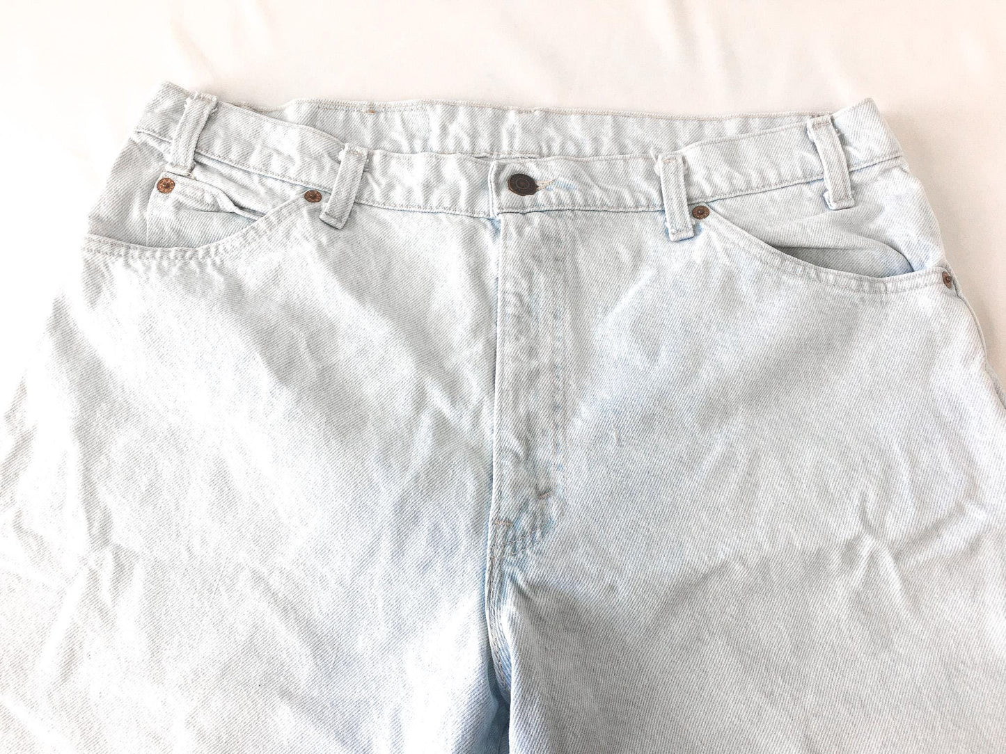 Vintage Levi's Orange Tab 550 Ultra Light Wash Denim Jean Shorts, Sz. 36", Unisex Levi's Jean Shorts