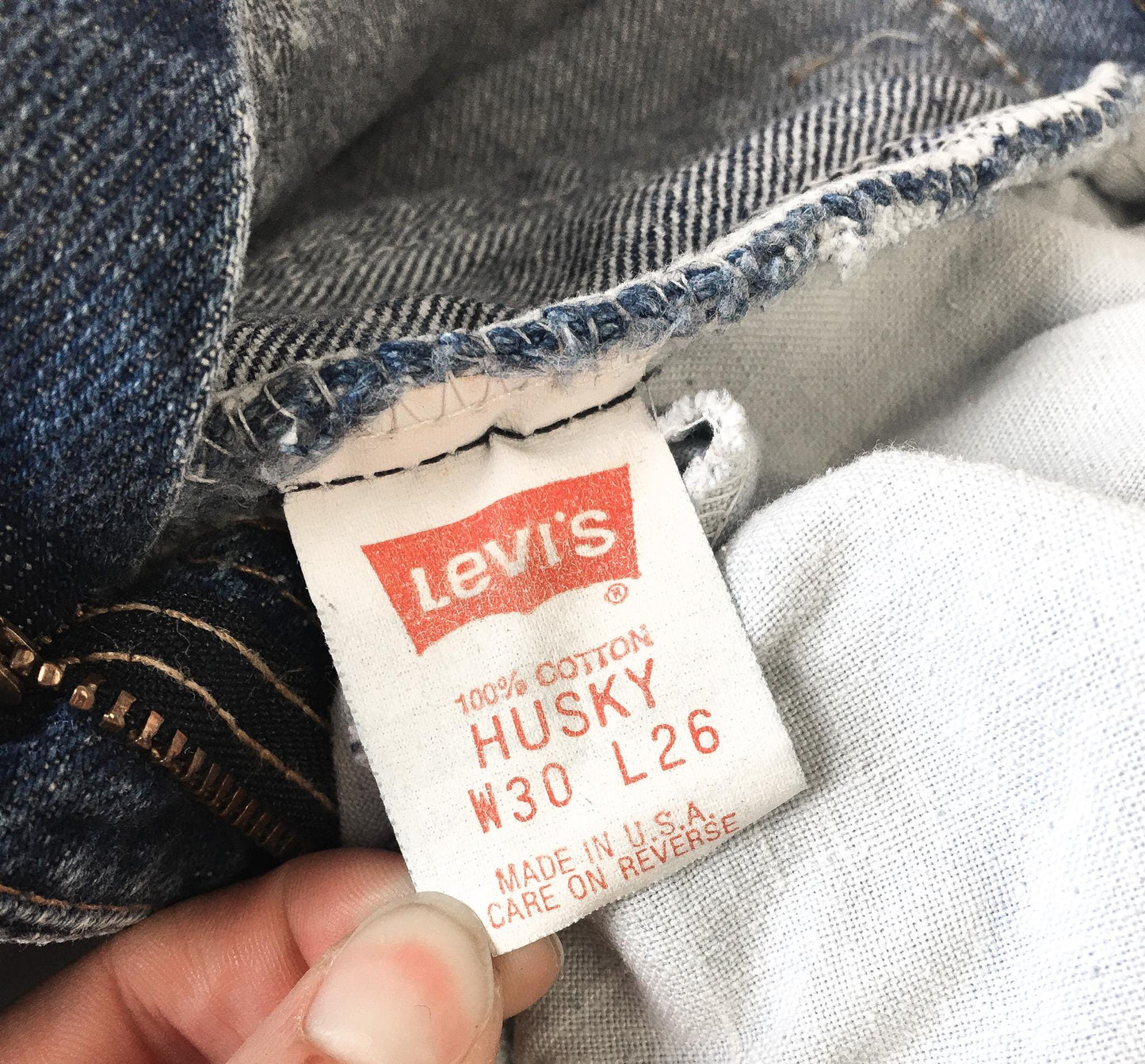 70s Levis 508 Medium Acid Washed Mid Rise Straight Tapered Leg Cropped Jeans, Sz. 28" x 24", Vintage Petite Size Jeans