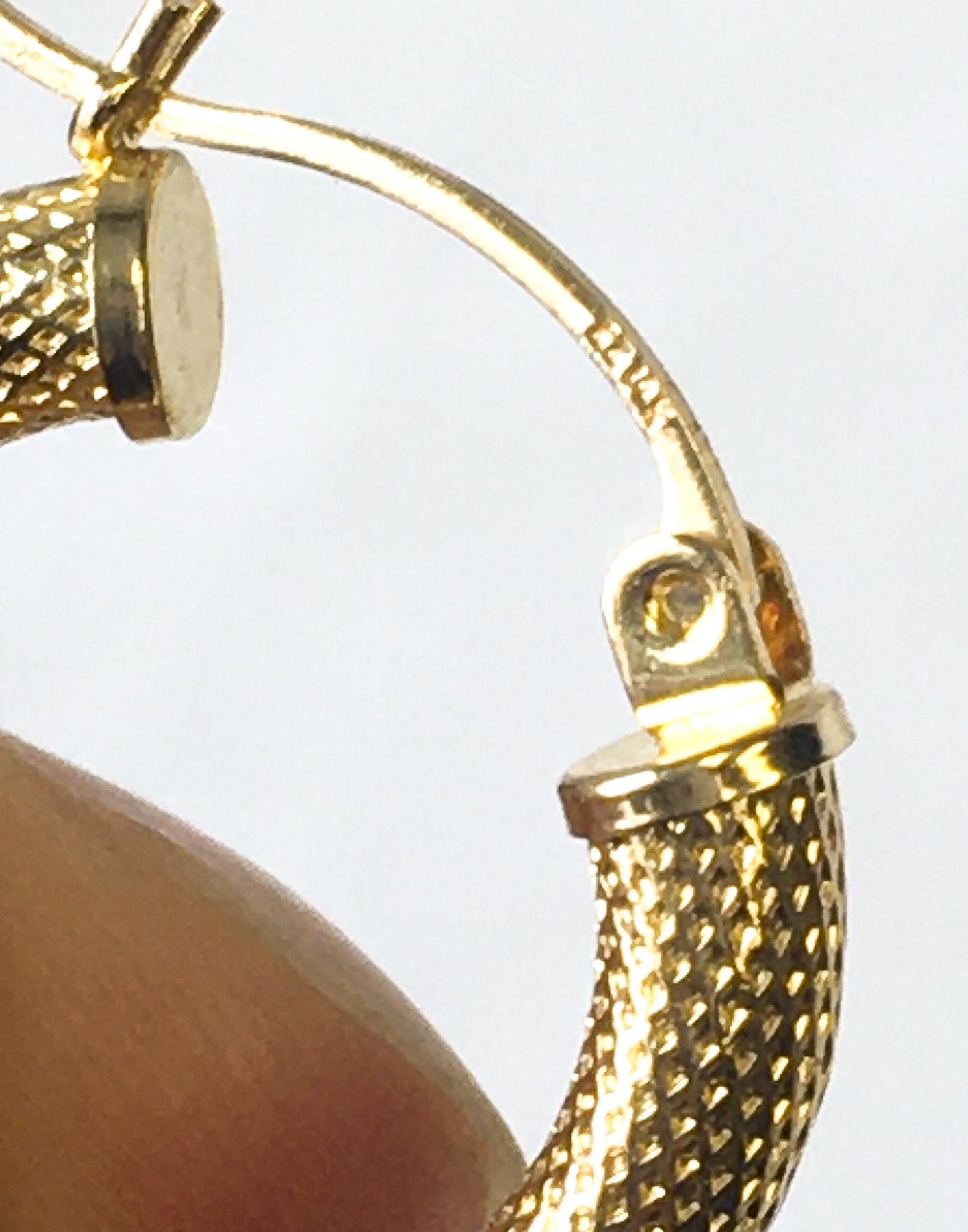 14K Yellow Gold Textured Hoop Earrings, .75", 4mm, 2 Grams Total, Lightweight Simple Everyday Dainty Hoop Earrings