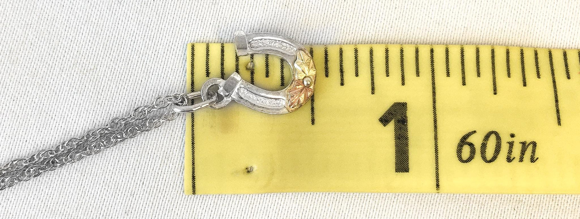Vintage Black Hills Gold 12K Gold and Sterling Horseshoe Necklace, 18" Sterling Chain, .5" Pendant, Dainty Simple Western Necklace