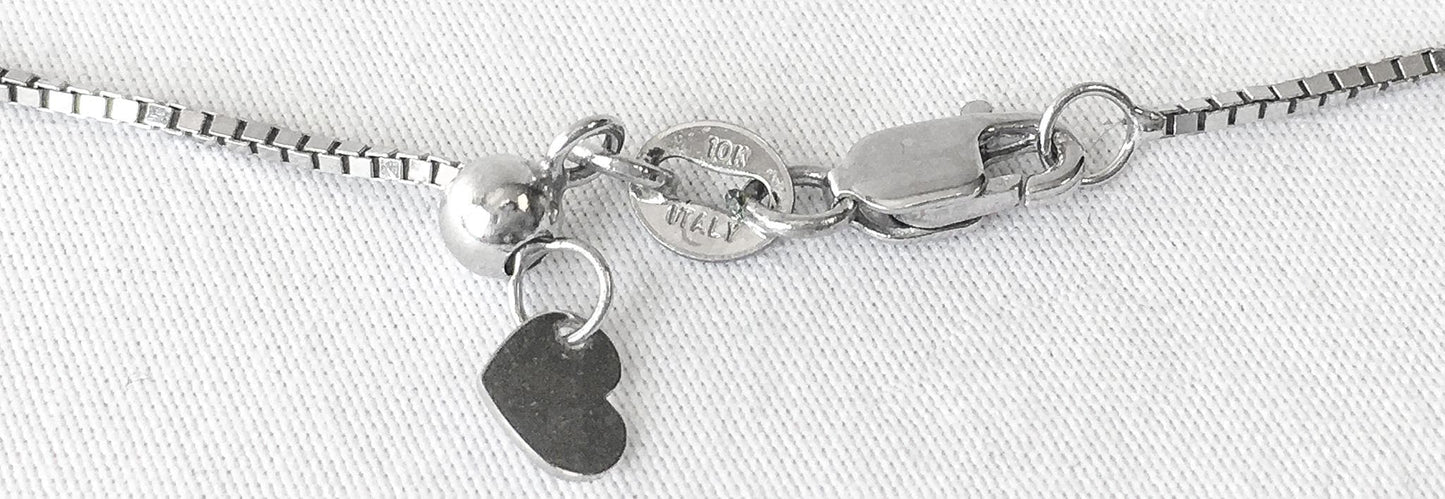 10K Italy White Gold Box Chain Necklace, Roughly 22", Roughly 1mm, Everyday Simple Dainty Unisex Layering Chain Necklace