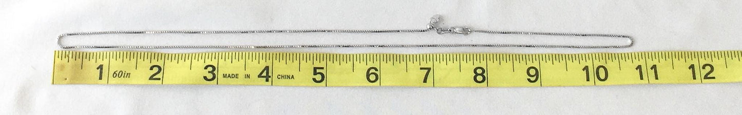 10K Italy White Gold Box Chain Necklace, Roughly 22", Roughly 1mm, Everyday Simple Dainty Unisex Layering Chain Necklace