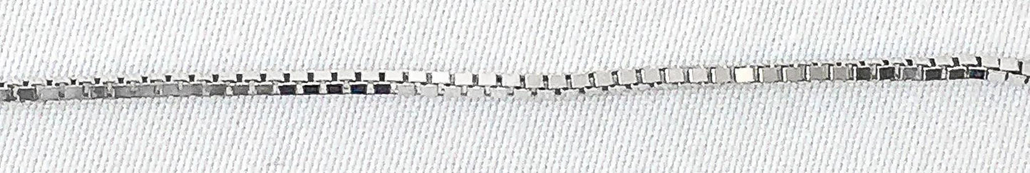 10K Italy White Gold Box Chain Necklace, Roughly 22", Roughly 1mm, Everyday Simple Dainty Unisex Layering Chain Necklace