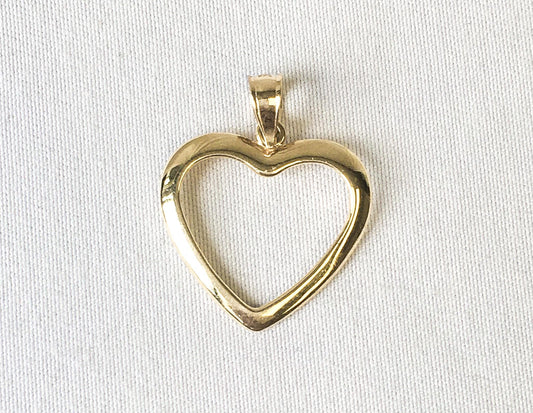 14K OroAmerica Yellow Gold Open Heart Pendant, .75", Lightweight Dainty Simple Everyday Minimalist Pendant