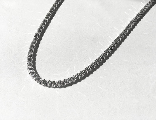 Vintage Milor 925 Italy Stacked Square Chain Necklace, Roughly 20", Roughly 4mm Width, Unique Unisex Chain