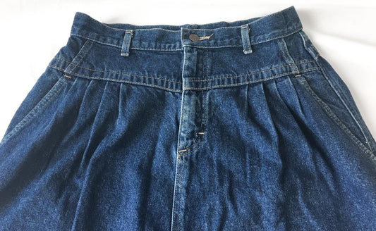 90s Lee Dark Wash Pleated Front Denim Skirt, 29" Waist