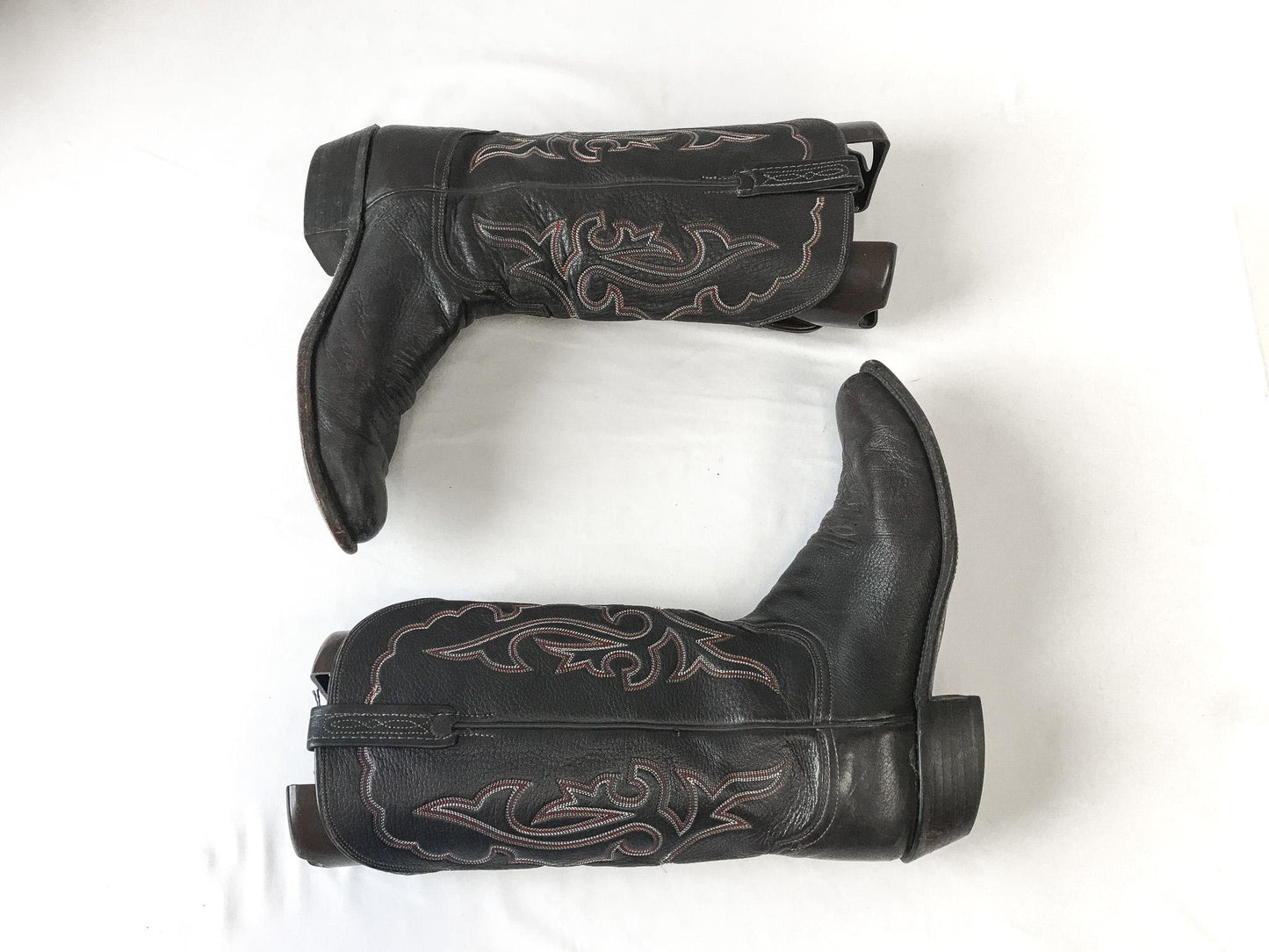 Vintage Lucchese 1883 Gray Leather Embroidered Cowboy Boots, Men's Sz. 9.5D, Vintage Western Cowboy Boots