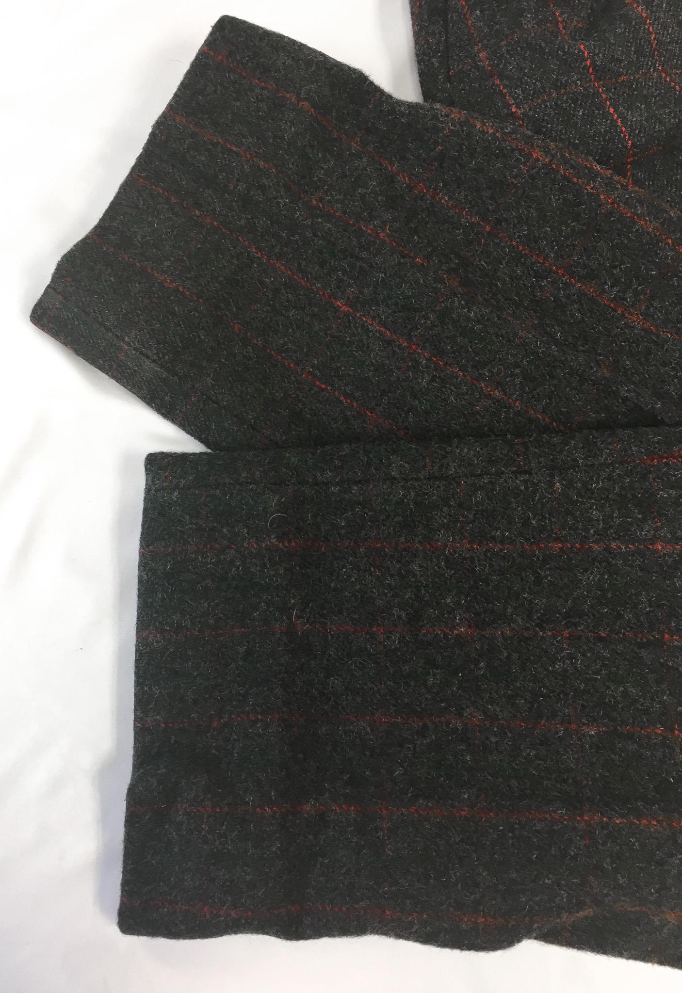 Vintage Woolrich Gray Red Green Plaid Wool Blend Hunting Pants, Men's Sz. 38" x 29"