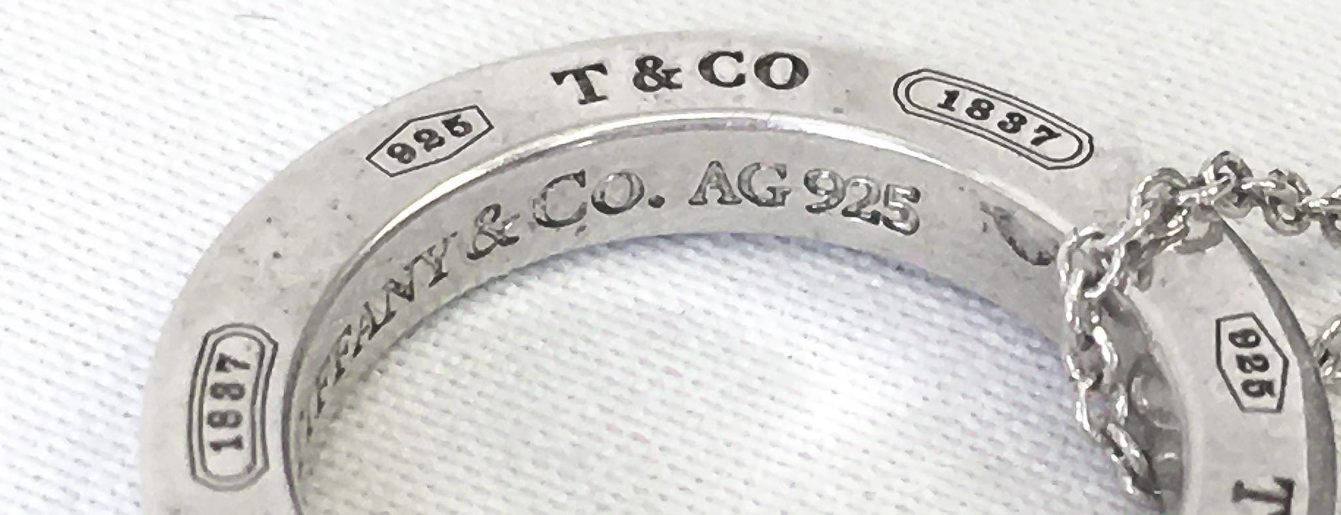 Tiffany & Co. 925 Sterling Silver Round Circle Ring Pendant 16 Inch Necklace