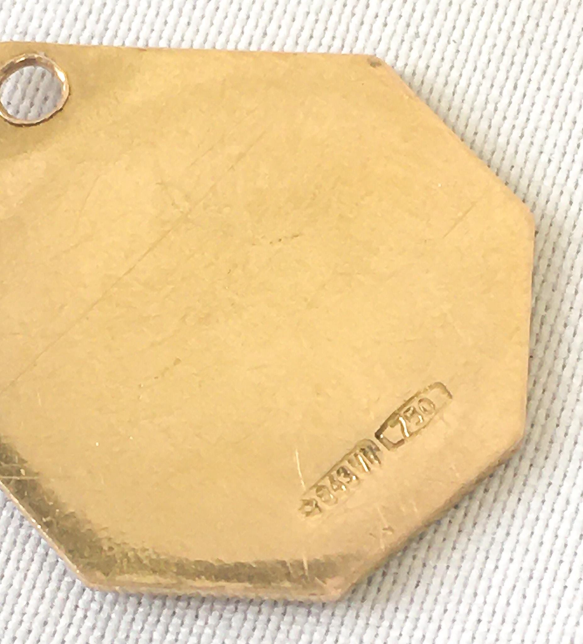 Vintage 18K 750 Yellow Gold Cherub Angel Teardrop Shaped Pendant, Dainty Simple Everyday Pendant