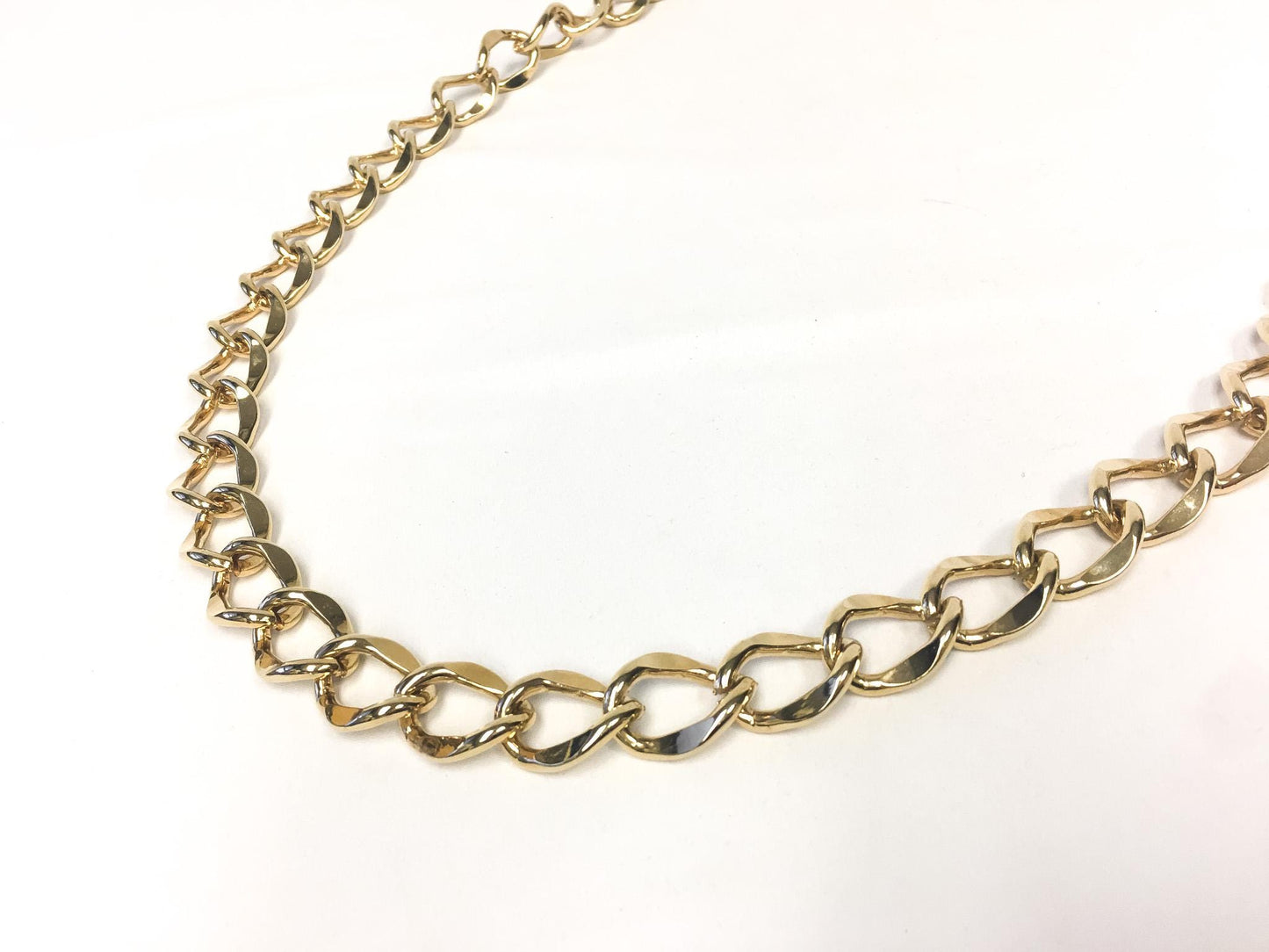 Vintage Gold Toned Metal Heavy Adjustable Cuban Chain Link Belt