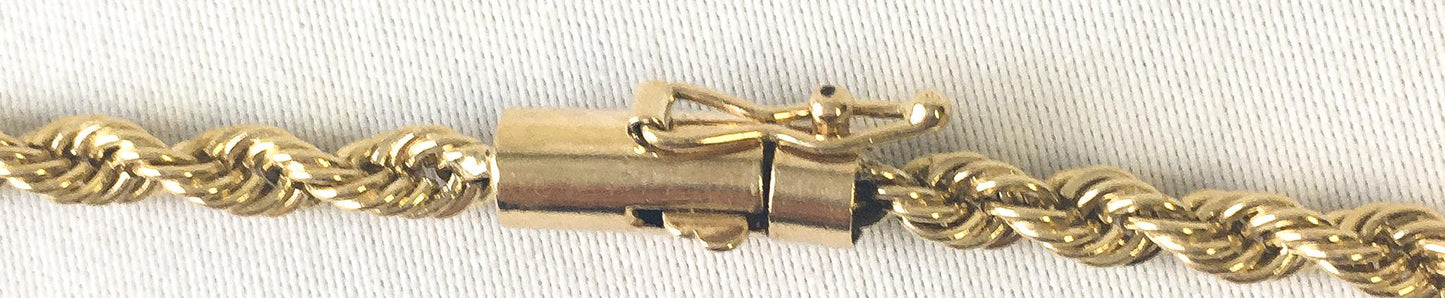 Vintage 14K Yellow Gold Rope Chain Necklace, 18.5", Roughly 3mm, Elegant Simple Layering Chain
