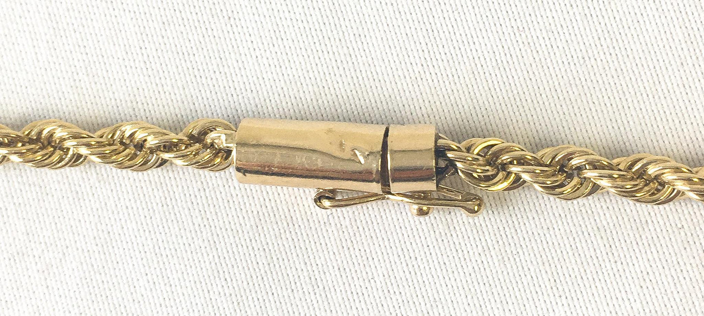 Vintage 14K Yellow Gold Rope Chain Necklace, 18.5", Roughly 3mm, Elegant Simple Layering Chain
