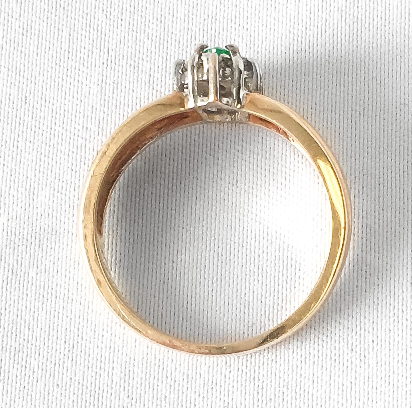 Vintage Columbian 10K Emerald Diamond Estate Ring Size 6, Art Deco Estate Jewelry