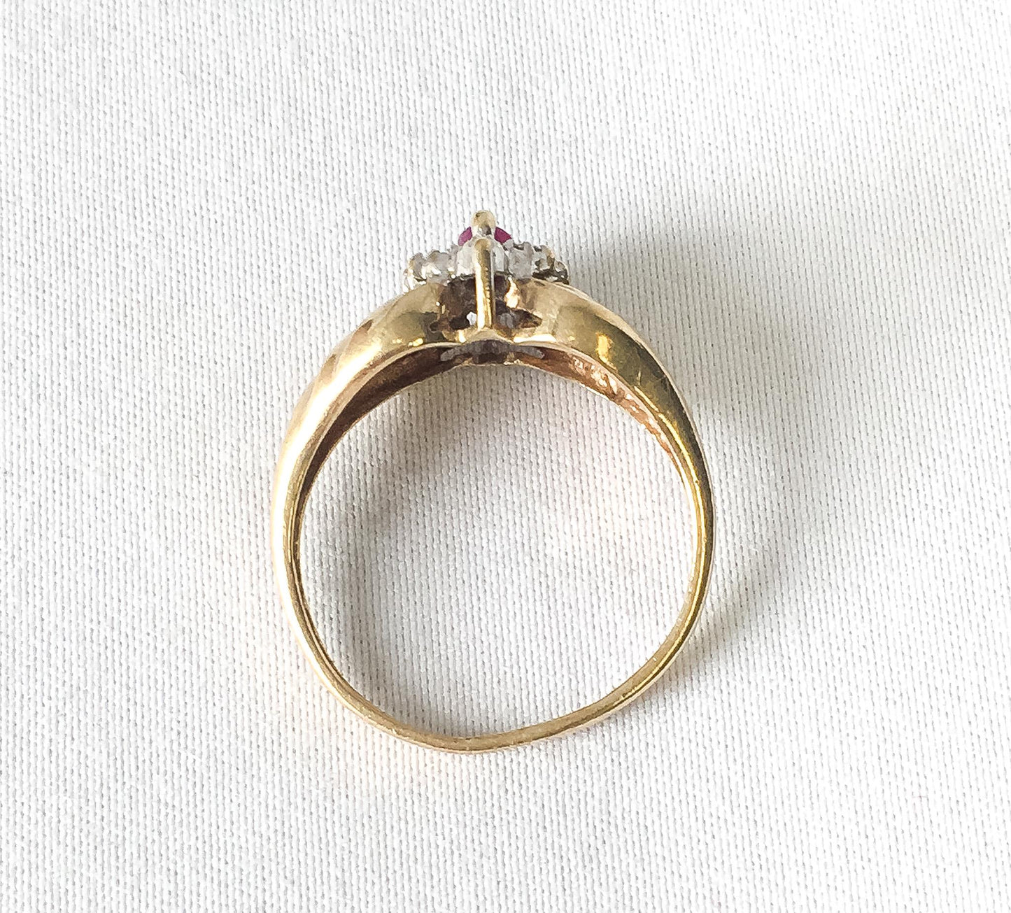 Vintage THL Pink Sapphire Diamond Gold Cluster Ring, Vintage Fine Jewelry, Ring Size 6