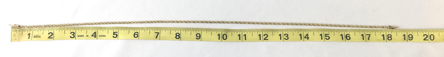 Vintage 14K Yellow Gold Rope Chain Necklace, 18.5", Roughly 3mm, Elegant Simple Layering Chain