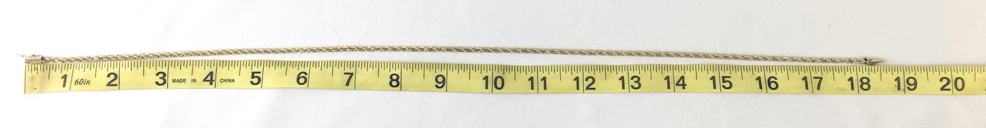 Vintage 14K Yellow Gold Rope Chain Necklace, 18.5", Roughly 3mm, Elegant Simple Layering Chain