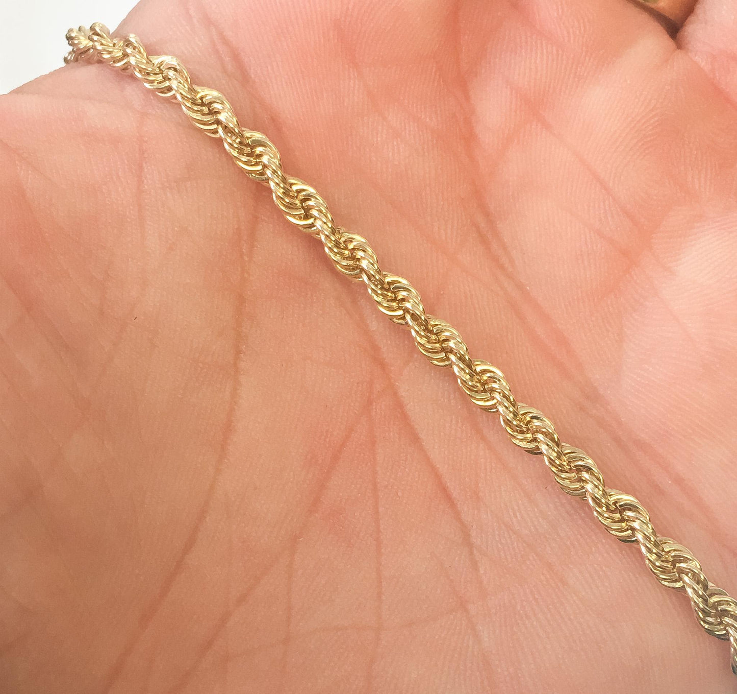 Vintage 14K Yellow Gold Rope Chain Necklace, 18.5", Roughly 3mm, Elegant Simple Layering Chain