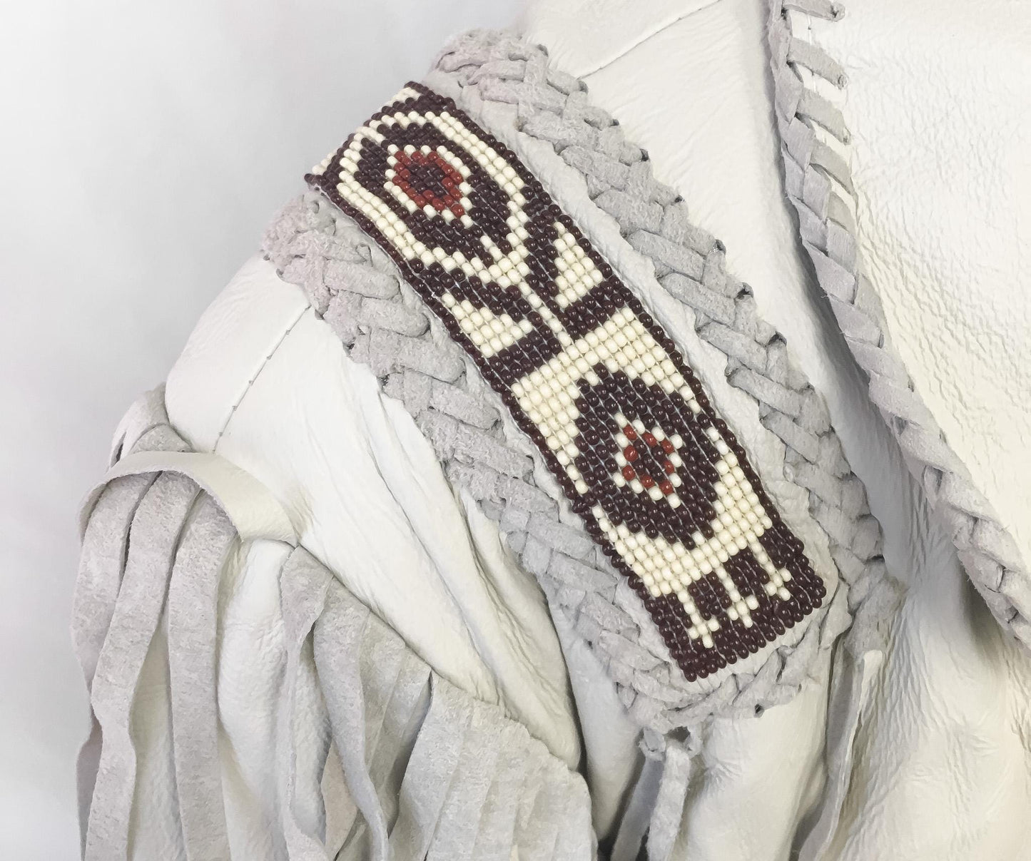 Vintage Scully Off-White Fringe Beaded Leather Jacket, Men's Sz. 44, Unique Statement Western Jacket